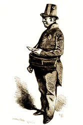 Le facteur, une lettre à la main (gravure)
