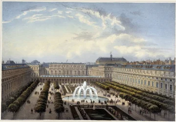 Jardin du Palais-Royal, vers 1820 dans Vues de Paris par Courvoisier 1827