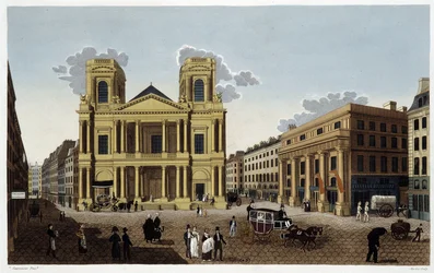 Église Saint-Eustache, vers 1820 - dans « Vues de Paris » par Courvoisier
