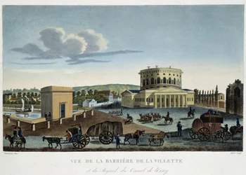 La barrière de la Villette, vers 1820 - dans "Vues de Paris" par Courvoisier