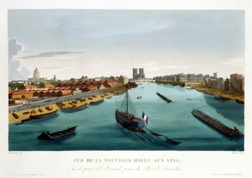 La nouvelle halle aux vins (Bercy), vers 1820 dans « Vues de Paris » par Courvoisier 1827