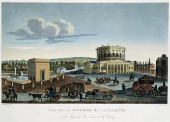 Vue de la barrière de la Villette - dans "Vue de Paris, vers 1810 : Les Barrières de Paris" par Courvoisier