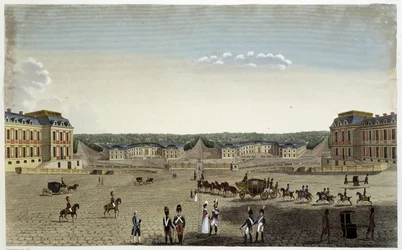 Vue des grandes et petites écuries du roi à Versailles - dans Vues de Paris par Courvoisier