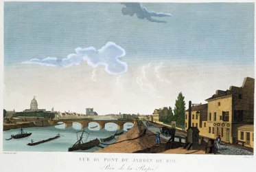 Vue du pont du jardin du roi (Rapée) - dans « Vues de Paris » par Courvoisier