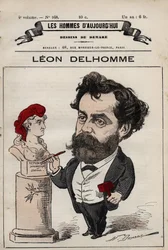 Caricature de Léon Alexandre Delhomme (1841-1895) sculpteur français de 