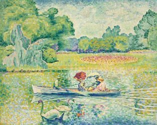 Promenade en barque au bois de Boulogne, vers 1899-1900