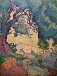 French: Paysage avec des chèvres