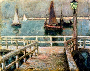 La jetee. Peinture de Henri Eugene Le Sidaner (Henri-Eugene Le Sidaner