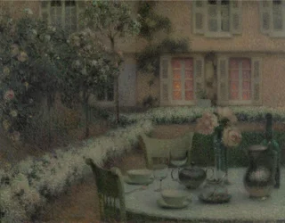 La table du jardin blanc de Gerberoy, vers 1900 (huile sur toile)