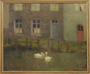 Les cygnes (peinture sur toile)