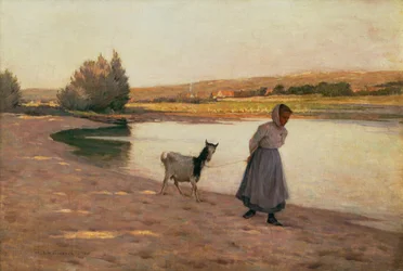 Femme tirant une Chèvre