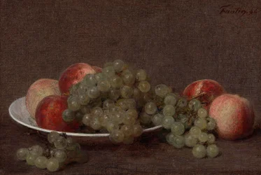 Nature morte aux pêches et aux raisins