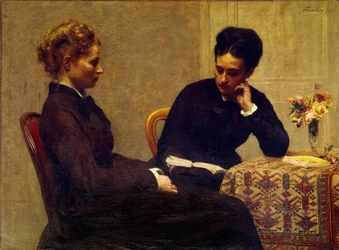 Lecture Une femme lisant à une jeune personne aveugle