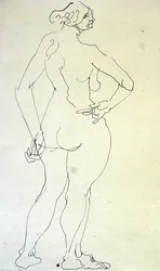 Nu féminin avec main sur la hanche
