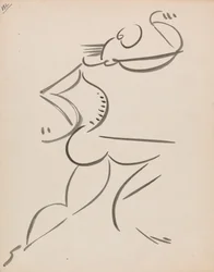 Figure masculine dansante, de profil