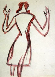 Femme de dos, bras levés