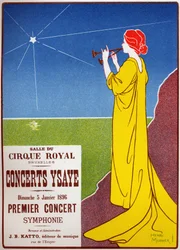 Musique. Concerts Ysaye à Bruxelles. Affiche par H. Meunier, Belgique