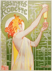 Nourriture et boisson. Absinthe Robette. Affiche par Henri Privat Livemont, Belgique