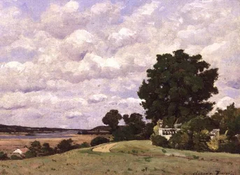 Paysage avec rivière depuis le jardin du Château de Beauvoir