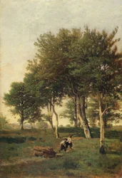 Paysage avec deux garçons portant du bois de chauffage, 1894