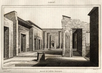 La maison du poète tragique, à Pompéi, gravure par Labrouste