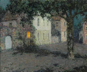 Place de la ville au clair de lune à Cherbourg, vers 1934
