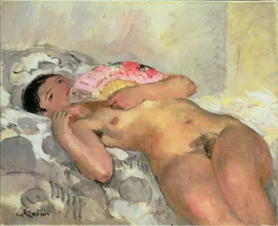 Femme nue avec un éventail