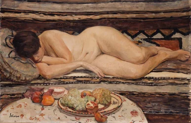 Nu avec un bol de fruits