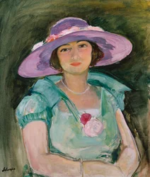 Portrait de Marthe Lebasque avec un chapeau violet