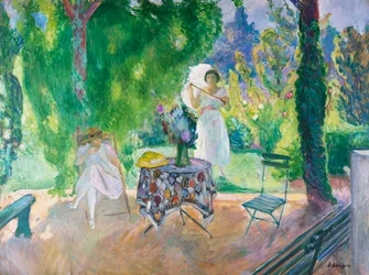 Deux Femmes dans un Jardin en Été