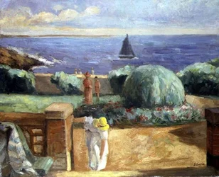 Femme sur la terrasse à Préfailles