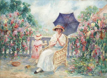 Jeune fille et enfant sur une terrasse, 1914-15