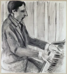 Alfred Cortot (plume, encre et aquarelle)