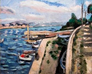 Bateaux dans un port, vers 1926 (huile sur toile)