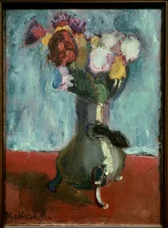 Bouquet de fleurs dans la chocolatiere 1902 (oil on canvas)