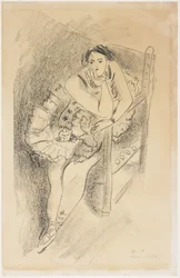 Danseuse au fauteuil en bois