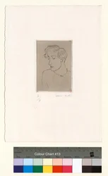 Femme aux yeux baissés, de 3/4 à gauche
