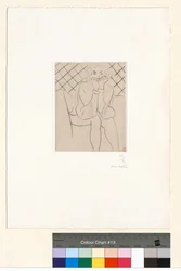Figure assise, mains au menton