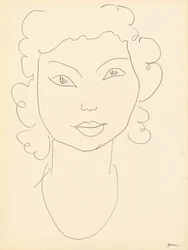 Tête, cheveux bouclés (crayon sur papier)