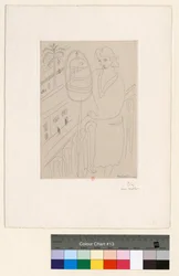 Jeune femme au balcon observant des perruches