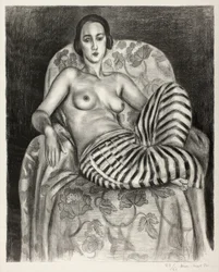 Grande Odalisque en pantalon rayé