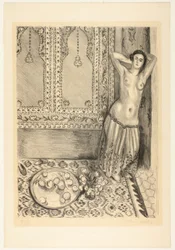 Odalisque debout avec plateau de fruits