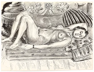 Nu couché sur un brasero, vers 1926-1927 (plume et encre de Chine sur papier)
