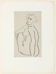 Femme nue assise, vue de trois quarts