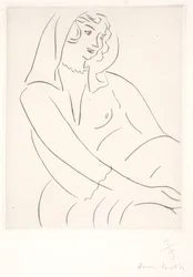 Femme assise avec voile