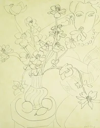 Étude pour Anémones et femme, Harmonie en bleu