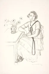 Jeune femme au ruban décoratif noir