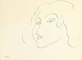 Tête de femme (plume et encre sur papier)