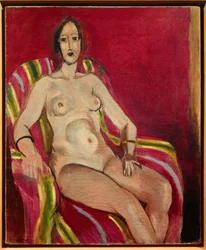 nu assis fond rouge 1925 (huile sur toile)