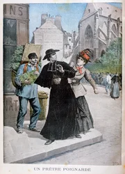 Un prêtre catholique est poignardé par une femme dans la rue, France, 1897